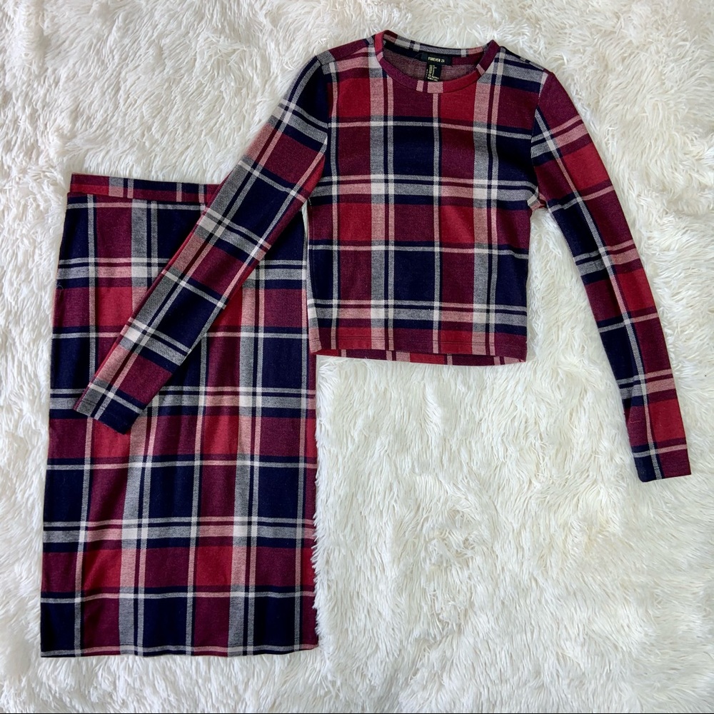Red/Navy Plaid Two Piece Matching Set